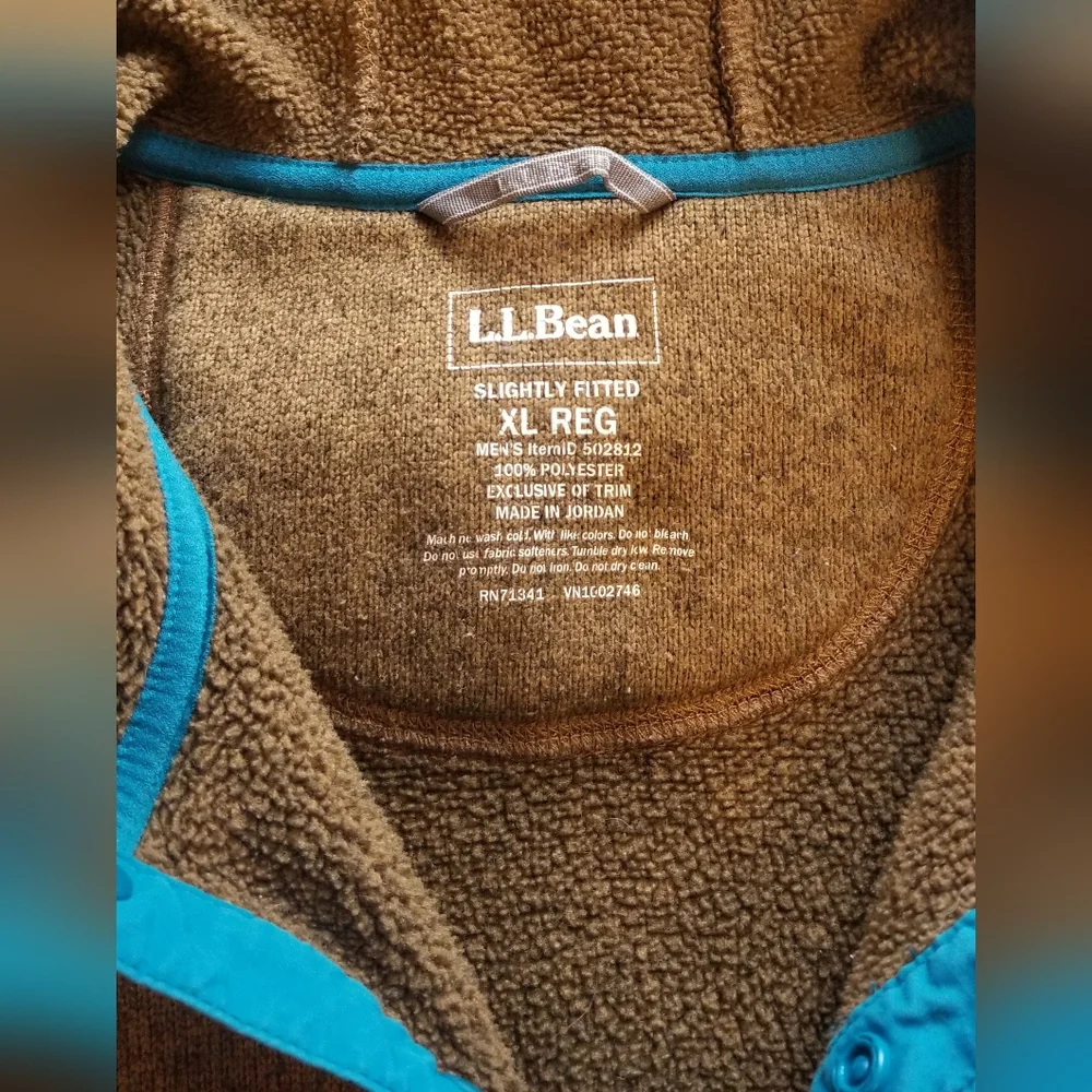 L.L. Bean Colorblock Snap Fleece Pullover - Picture 2 of 6